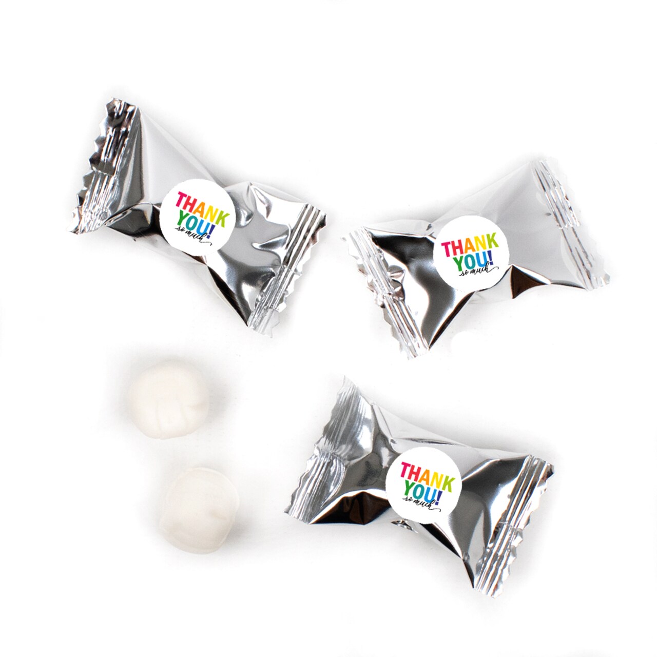 Thank You Candy Mints Party Favors Silver Individually Wrapped Buttermints - 55 Pcs